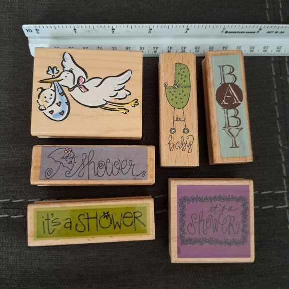 6 Rubber Stamps baby shower theme - Picture 1 of 2